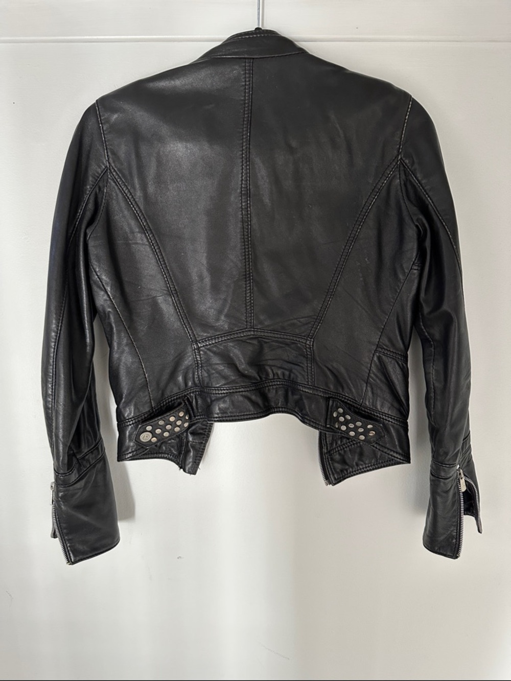 Danier Black Studded Asymmetrical Leather Moto Jacket - Picture 4 of 5